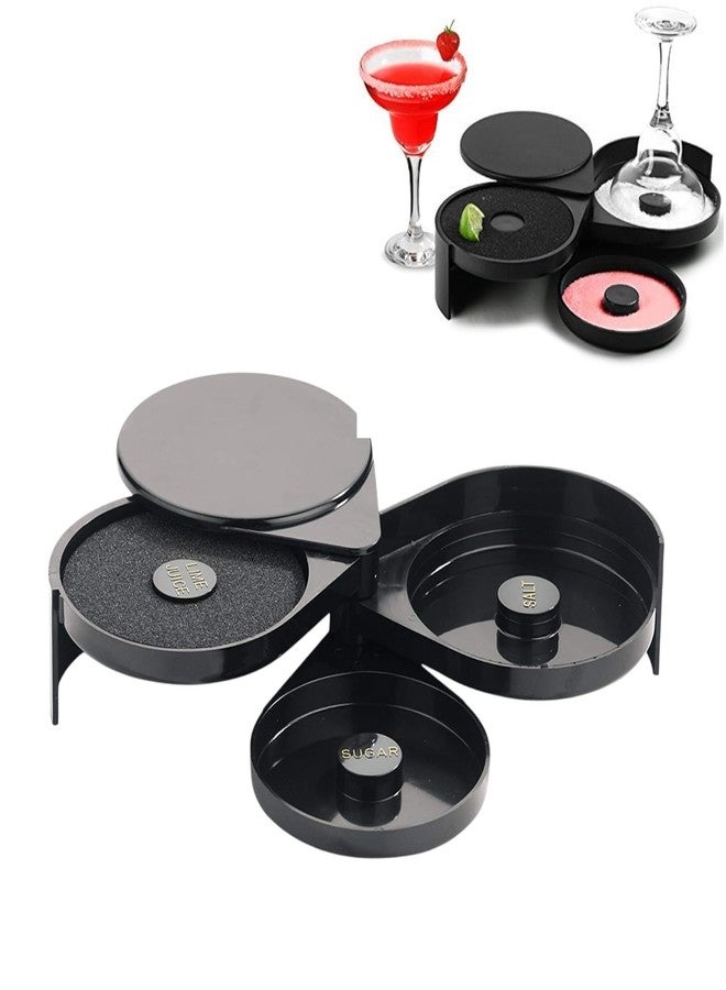 THW Glass Rimmer with 3 Compartments and Sponge, Sugar and Salt Bar Rimmer Great for Cocktails Margarita, Bloody Mary Gimlet, Professional Bar Supplies - Image 1